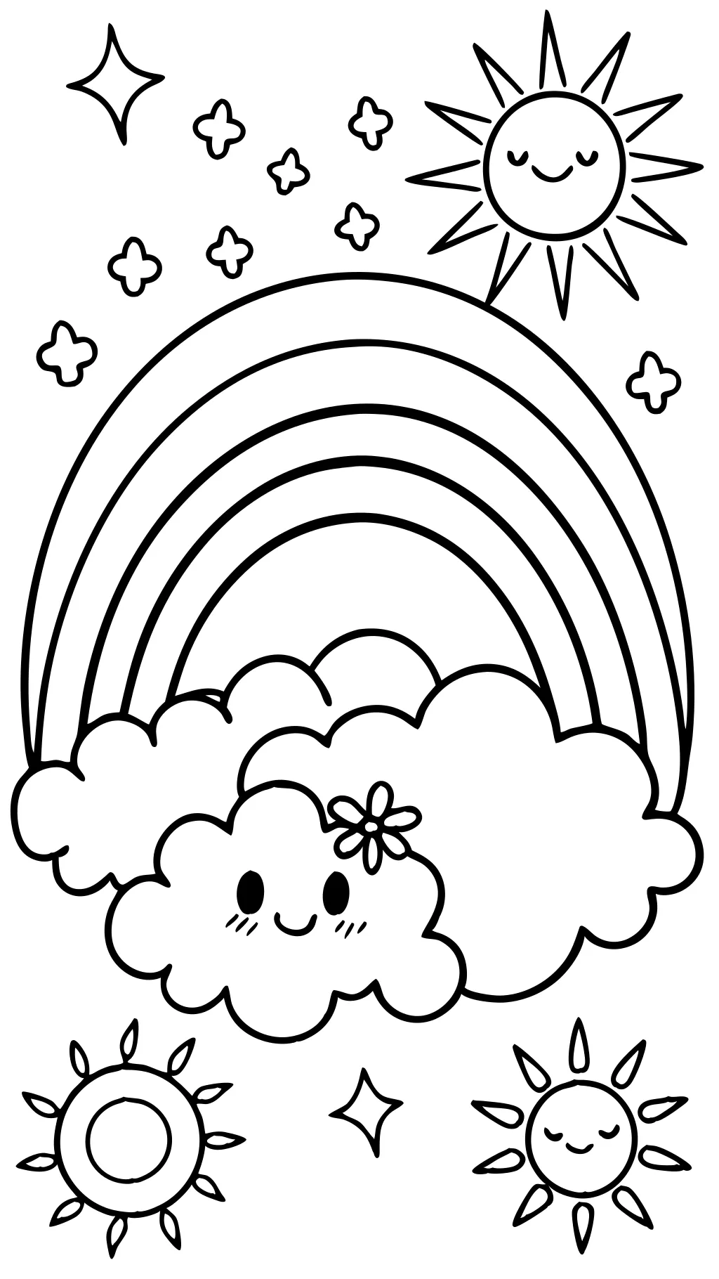 rainbow and clouds coloring page